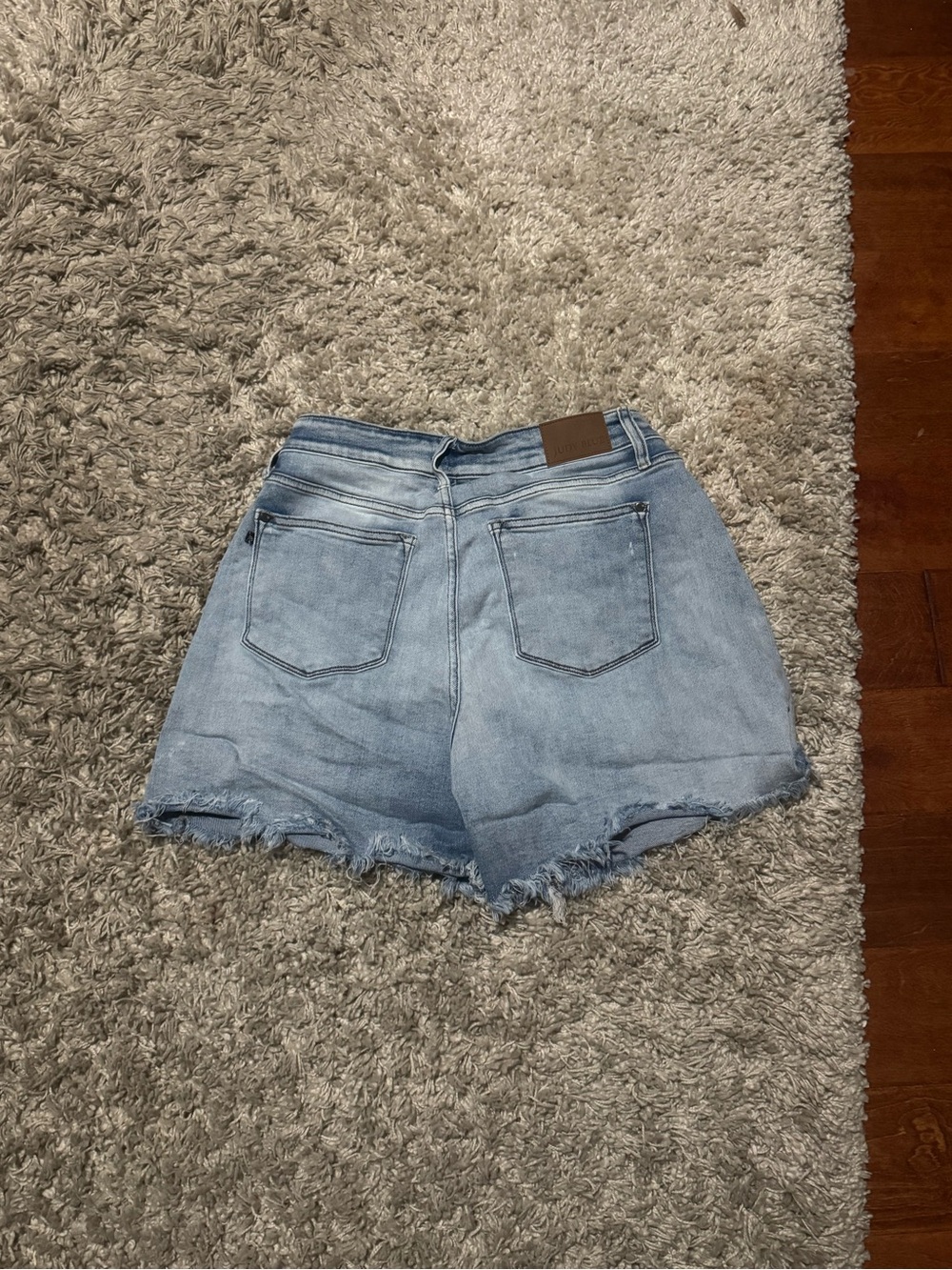 Judy Blue Light Blue Frayed Hem Denim Shorts - Picture 3 of 3